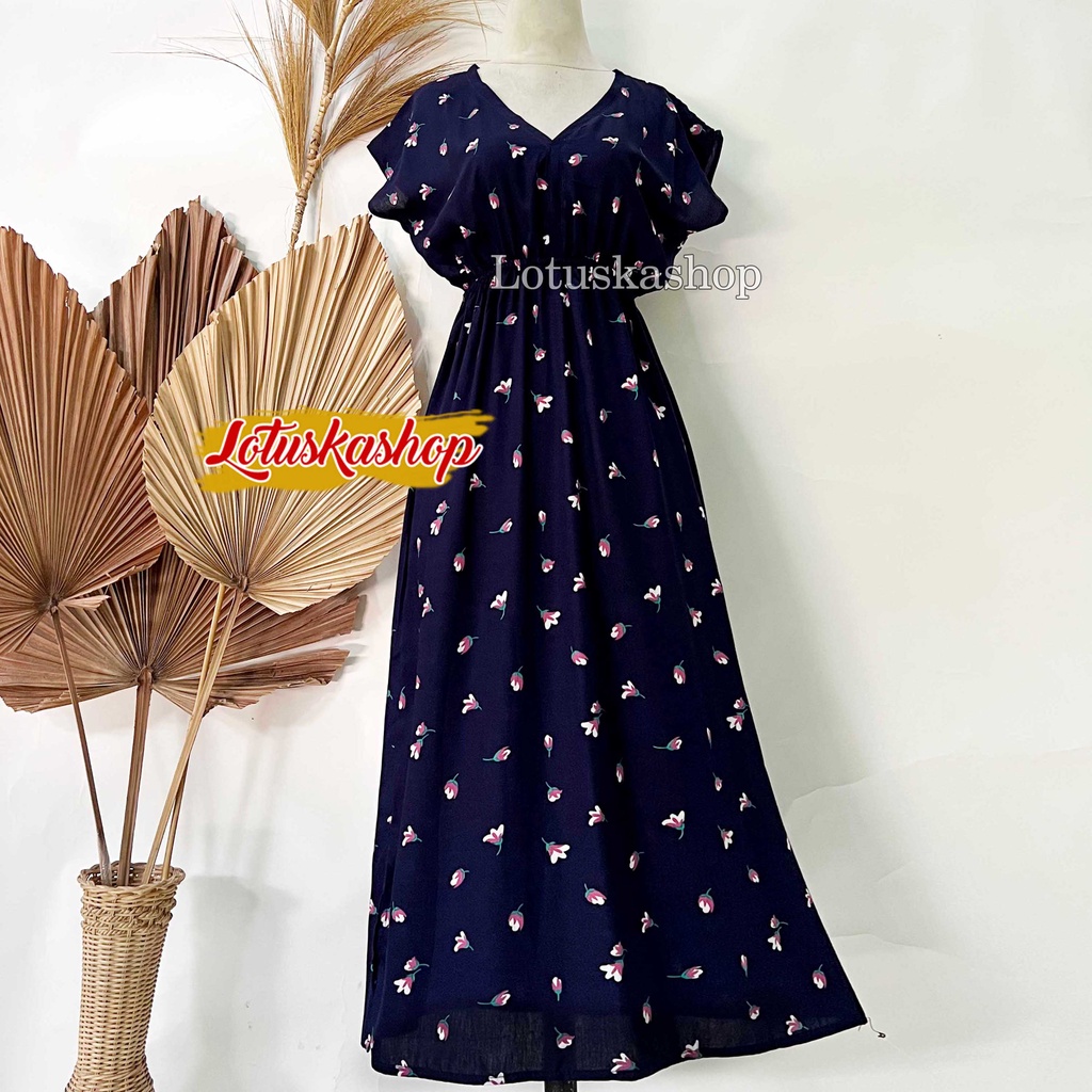Dress Manohara Bali Panjang Mawar-Renata Navy
