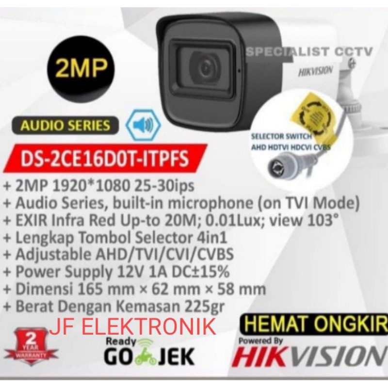 CCTV OUTDOOR HIKVISION DS-2CE16DOT-ITPFS BUILT IN AUDIO