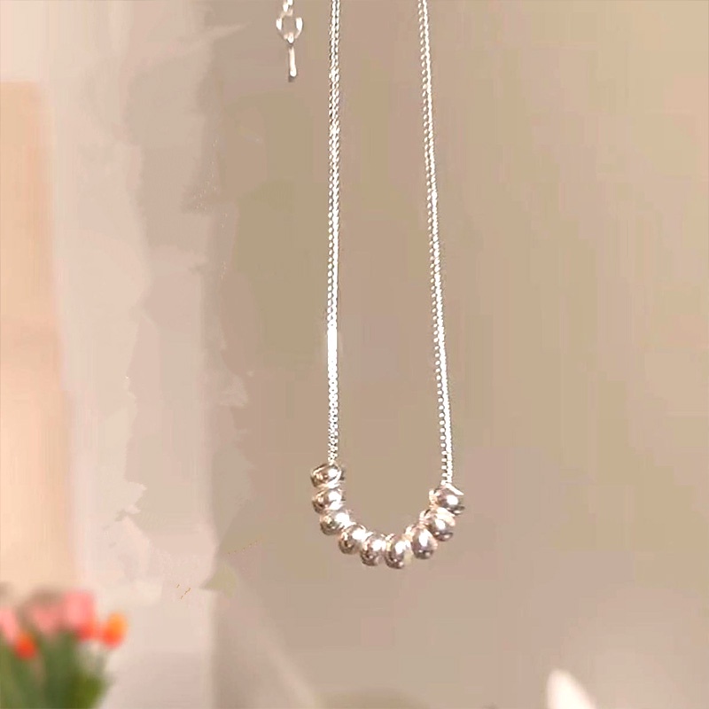 Kalung Liontin Manik-Manik Silver Gaya Korea Untuk Wanita
