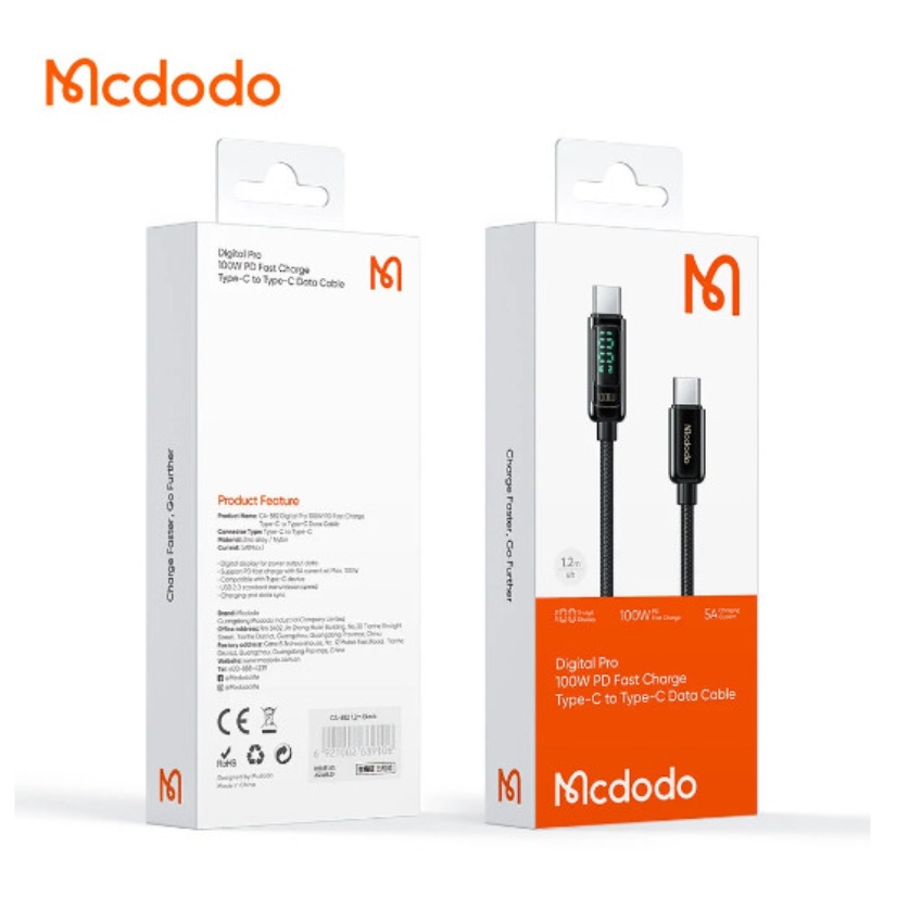 MCDODO CA-8820 Kabel USB Type C To C Digital PD FAST 100W 5A 1.2m