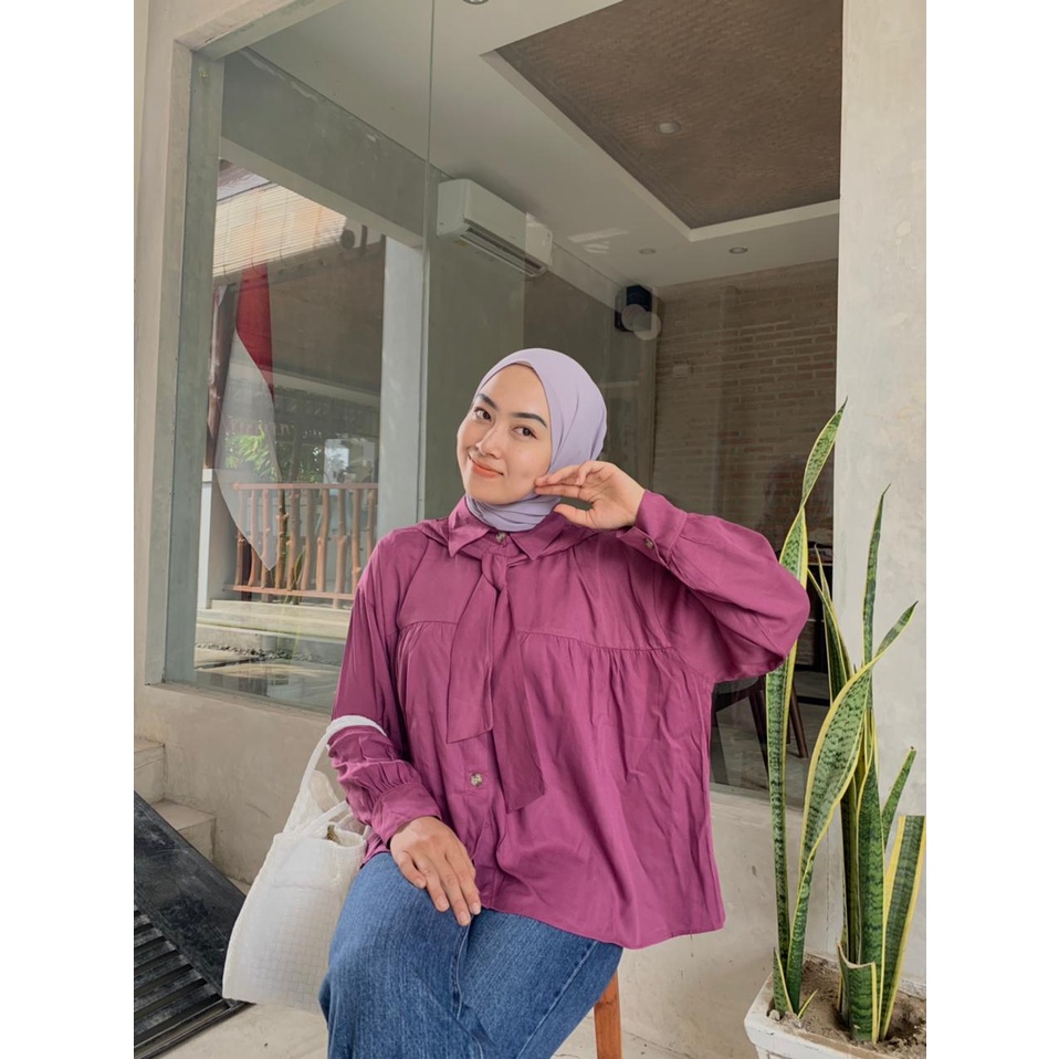 Aleta Blouse Rayon Twill Premium Kemeja Wanita Rayon Kemeja Jumbo