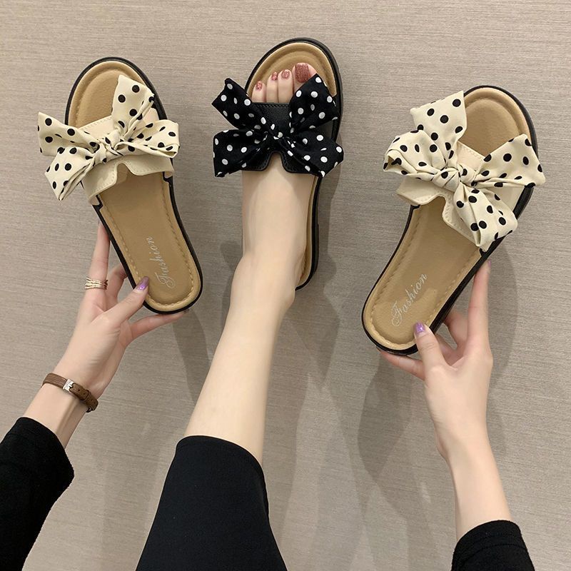 Sandal Fashion Slop Flat polakdot Korea Wanita Bahan Karet Import High Quality