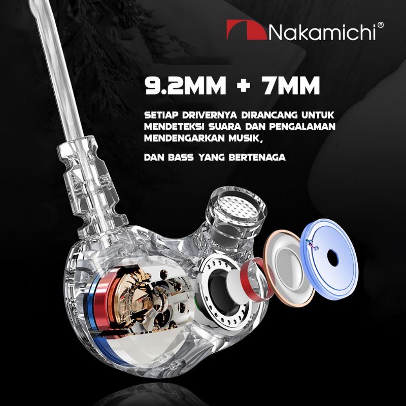 Nakamichi HQ X21 Dual Dynamic Driver In Ear Monitor Earphone Mic