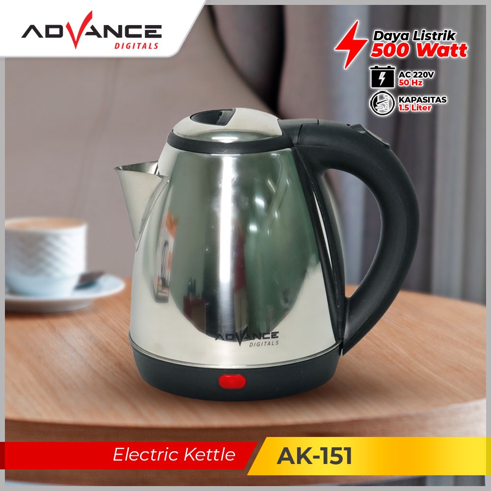 ADVANCE AK 151 Teko Listrik Electric Kettle Stainless 1,5 Liter