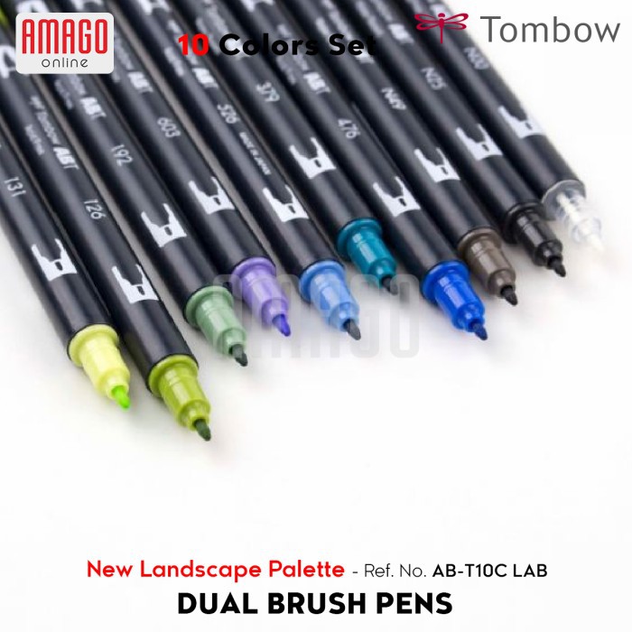 TOMBOW Dual Brush Pens - LANDSCAPE Palette of 10 colors - AB-T10C LAB