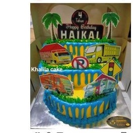 

tooper hiasan kue tema truk gratis nama /foto