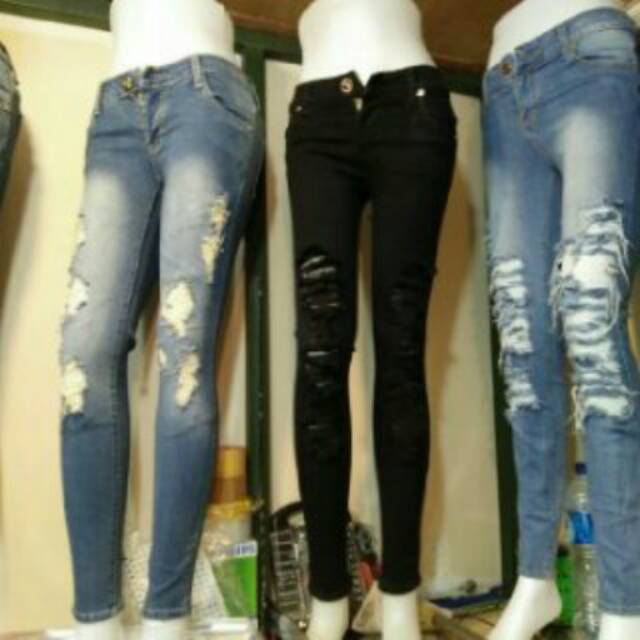 Celana jeans sobek cewek