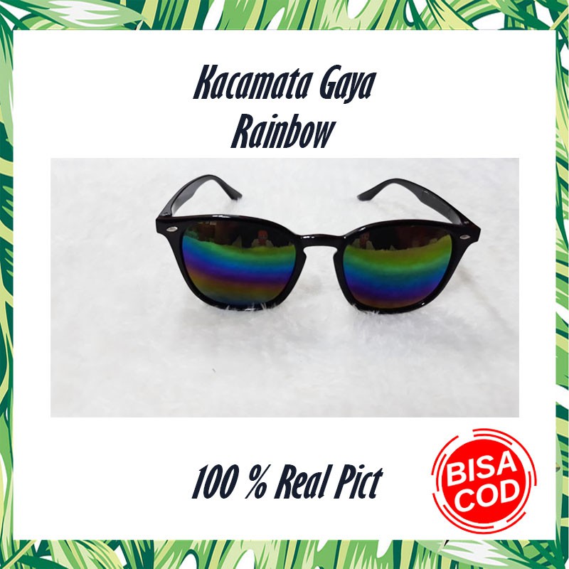 Kacamata Fashion Lensa Gelap Pria &amp; Wanita Glasses UV Protector Kekinian  Anti silau - RAINBOW