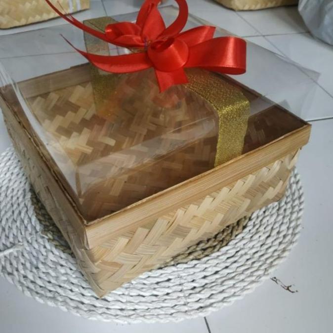 TERBARU BAYAR DITEMPAT Besek Bambu Mika Tinggi 25 cm|Wadah Sokase Kue|Tempat HARGA TERBAIK