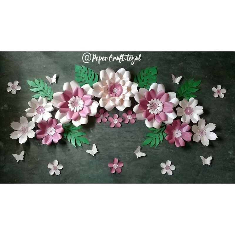 PAPER FLOWER BACKDROP DEKORASI TANPA TULISAN LAMARAN ENGAGEMENT NIKAHAN AQIQAH DLL