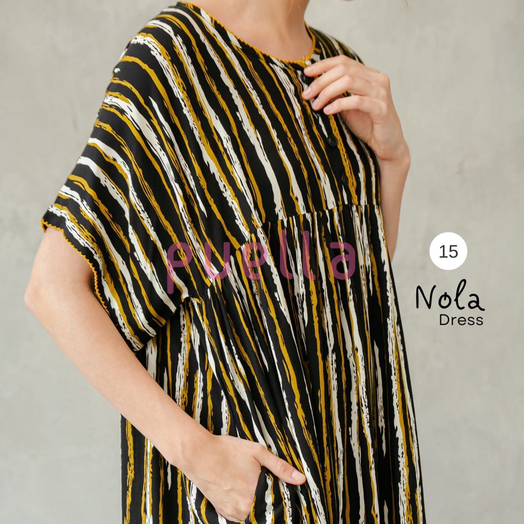 Puella - Daster Nola Series 15 | Daster Panjang | Daster Adem | Baju Tidur Ibu Hamil | Daster Busui Friendly | Daster Santai | Sleepwear | Homedress | Daster Jumbo | Homewear-7