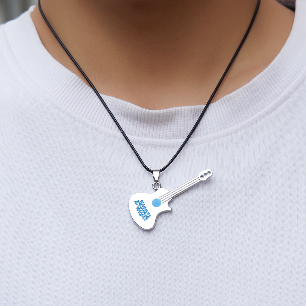 Kalung Liontin Gitar Biola Bahan stainless steel Gaya hip hop punk Untuk Pria Dan Wanita