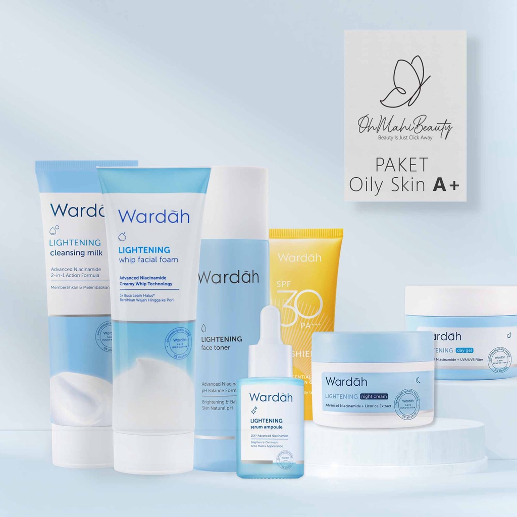 Wardah Paket Lightening Series - Paket Hemat (6pcs) (5pcs) (3pcs) - Skincare Wardah - Paket Wardah Lightening Series-Paket A+ Oily Skin