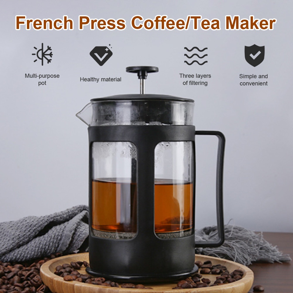 Teko Pembuat kopi Model Perancis Mekanik Press Pot sangat Praktis, One Two Cups French Press Coffee Maker Pot - KG73I Warna Hitam 350ml Plastic Coffee Pot French Presses Pot Coffee Maker Filter Household Moka Coffee Machine Coffee Pot Percolator Tool