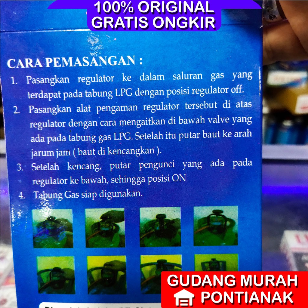 Pengaman Gas Regulator Komkita kepala gas anti bocor penguci penjepit drat putar terik 3kg dan 12kg