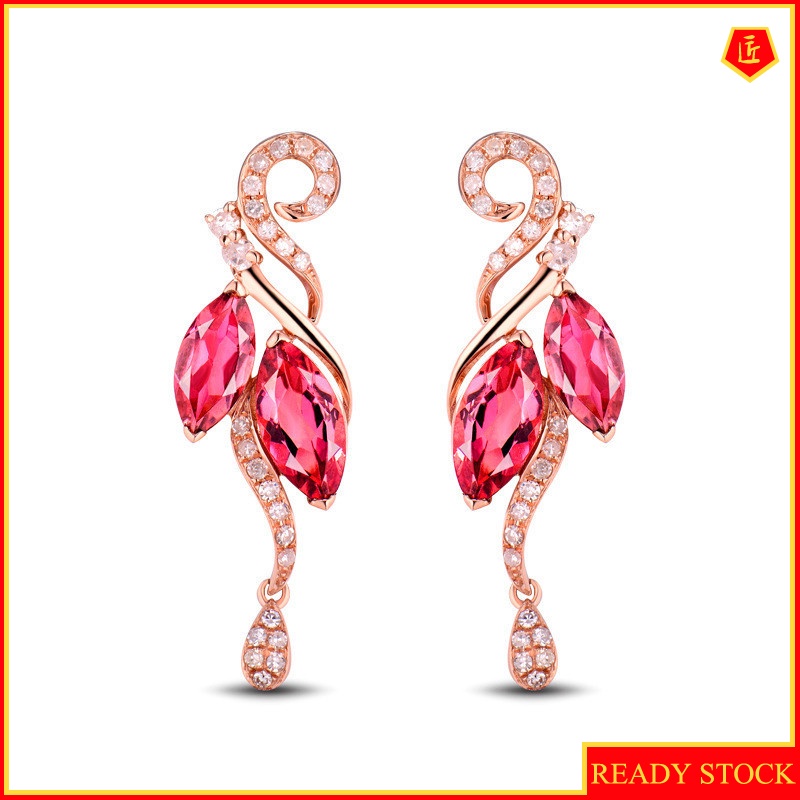 [Ready Stock]Colored Gems Tourmaline Phoenix Earrings 18K Rose Gold