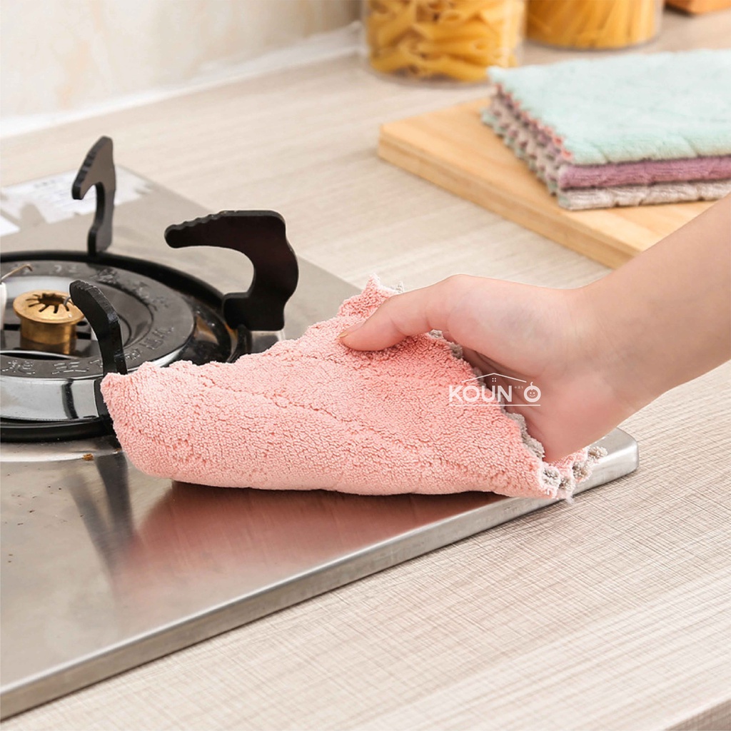 Kain Lap Microfiber Dapur Anti Minyak Lap Piring Kompor Serbet Dapur Serbaguna Lap Mikrofiber