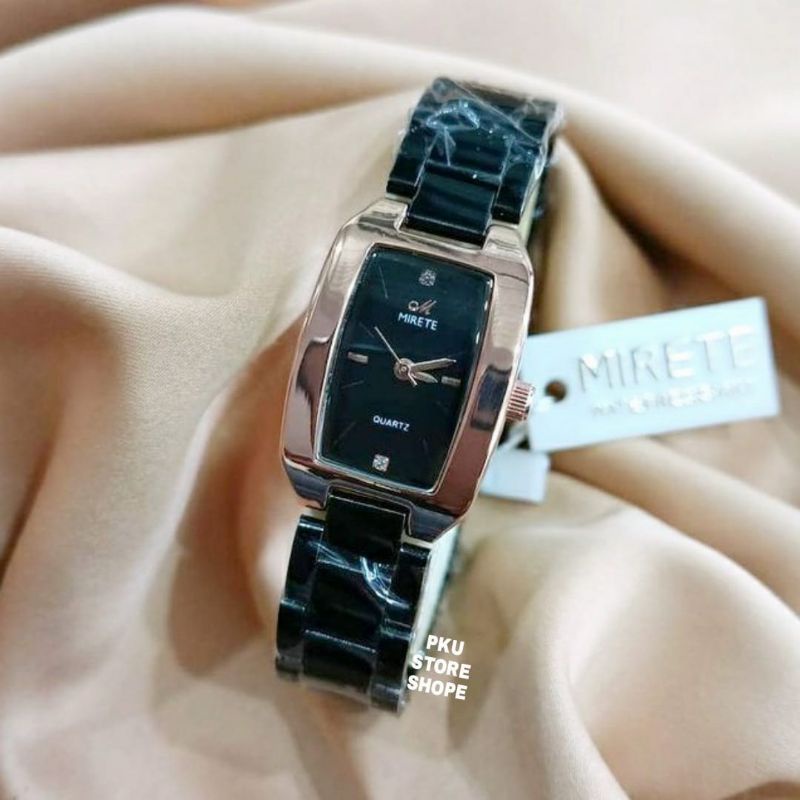 Jam Tangan Cewek/Wanita Strap Rantai Stainlees Steel Water Resistant Persegi Panjang Kasual Wanita Sporty_Fashion Wanita Jam Tangan Analog Mewah Elegan Wanna Hitam / Gold / Silver / Hitam Rosgold | Jam Tangan Wanita