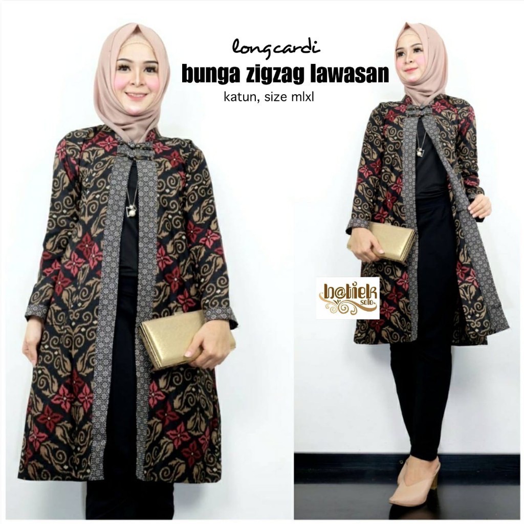 Longcardi Bunga Zigzag Lawasan Aluna Batik Marini Outer Outerwear Cardigan Kardigan Kantor Seragam