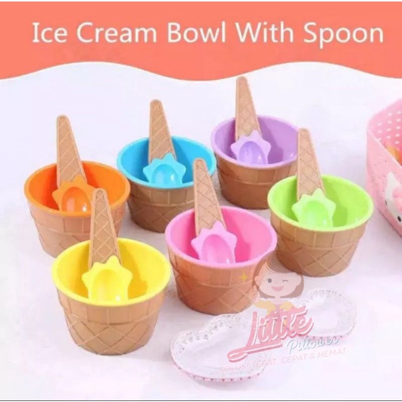 ICE CREAM BOWL - Mangkok Es Krim Anak - Mangkok plus sendok masker