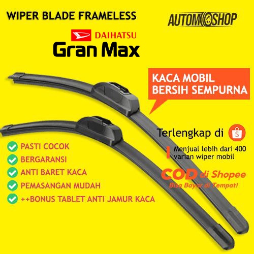 Wiper Kaca Mobil Frameless GrandMax BONUS Tablet Anti Jamur Kaca