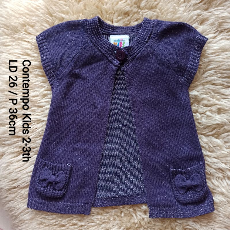 Contempo Kids outwear cardigan preloved anak peremuan 2-3 tahun rajut
