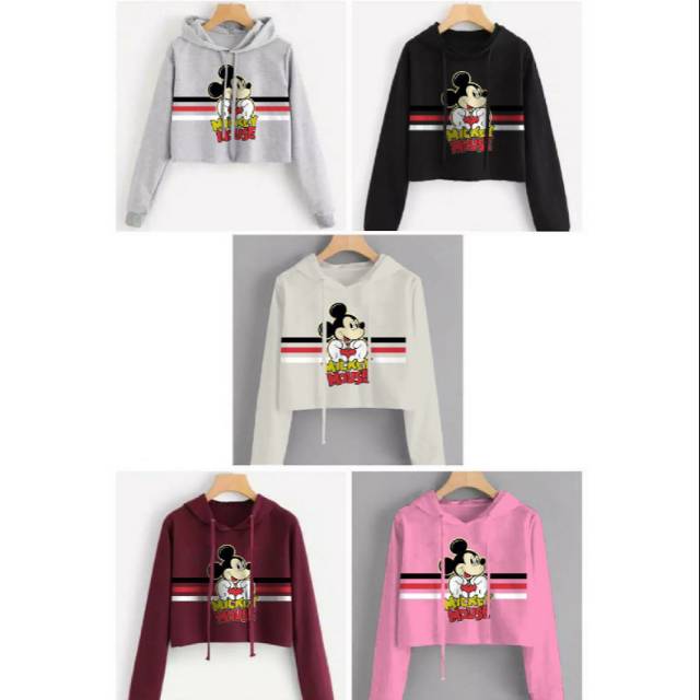 Sweater crop mm strip sweater cut sweater potong sweater strip sweater mickey mouse minie