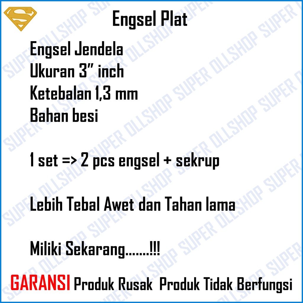 Engsel pintu plat 3 inch GP / Engsel jendela / Engsel pintu / Engsel jendela plat 3 inch Putih / Engsel Pintu Rumah 3 baut