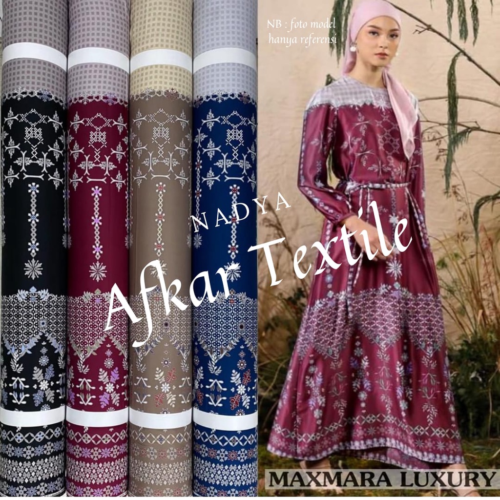 Kain Satin Maxmara Motif - 100% Pure Silk / Original Import / Premium Class / Lebar 1.5 Meter