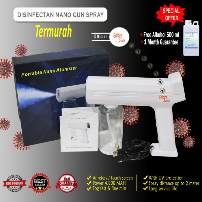 Tembakan Desinfektan Nano Gun Spray with Sinar UV Tembakan Alkohol