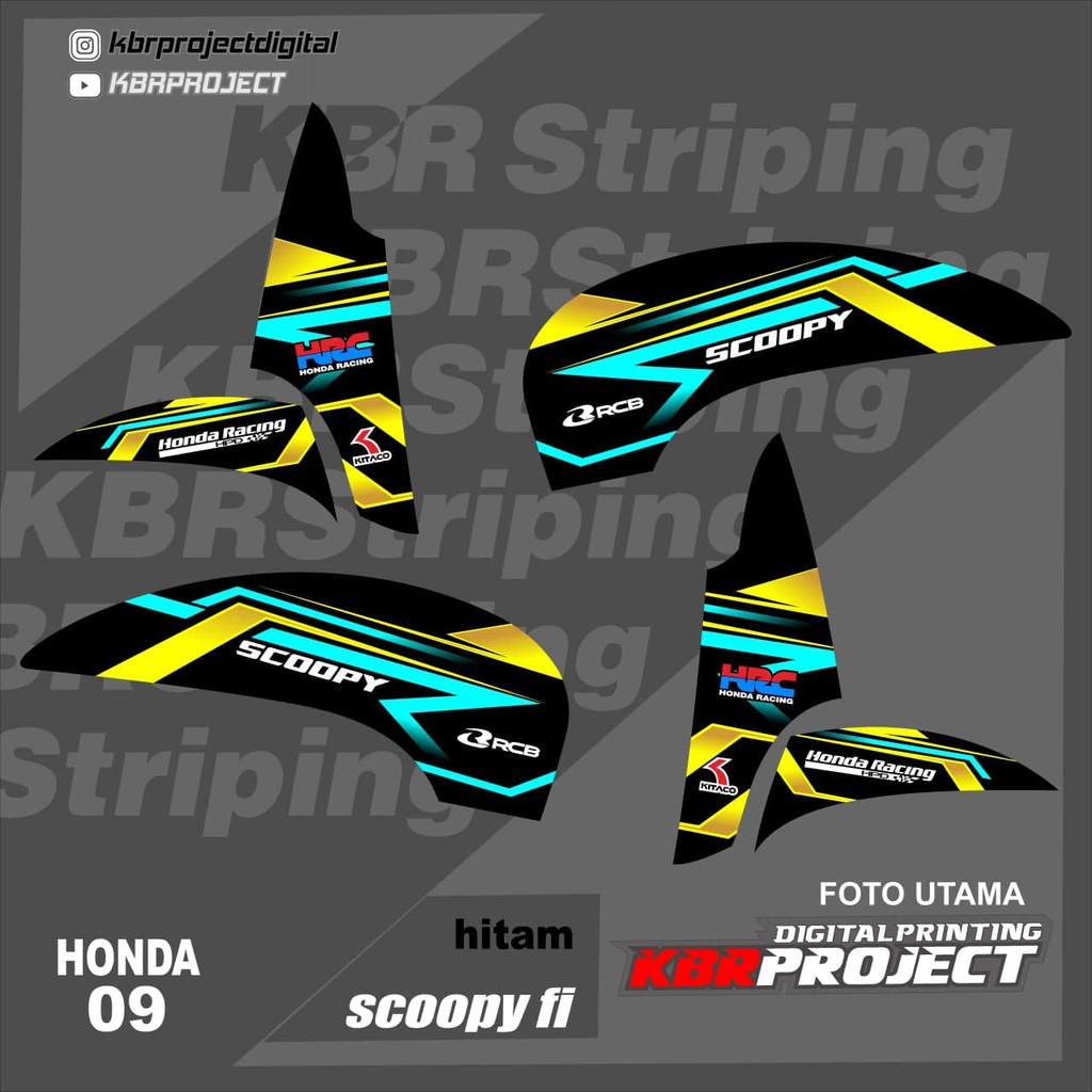 (cod) stiker motor - striping honda scoopy fi scoopy fi 2013 - 2016 - motor - sticker variasi 09