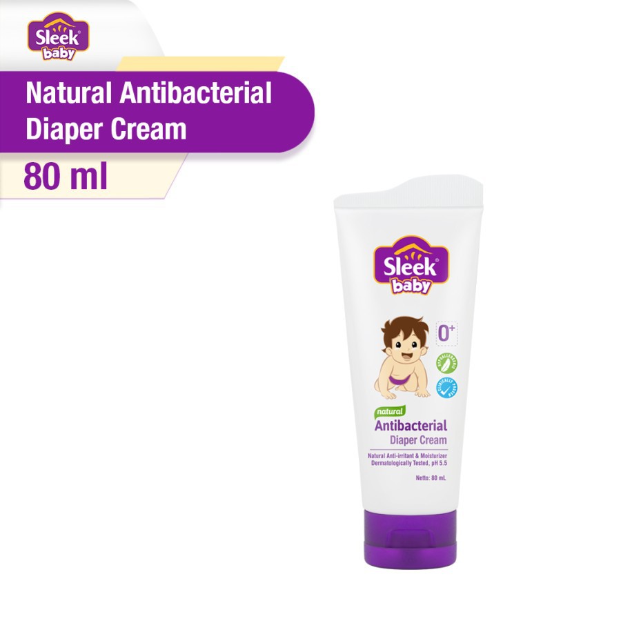 Sleek Baby Natural Antibacterial Diaper Cream Tube 80ml | cream lotion anti ruam popok bayi newborn
