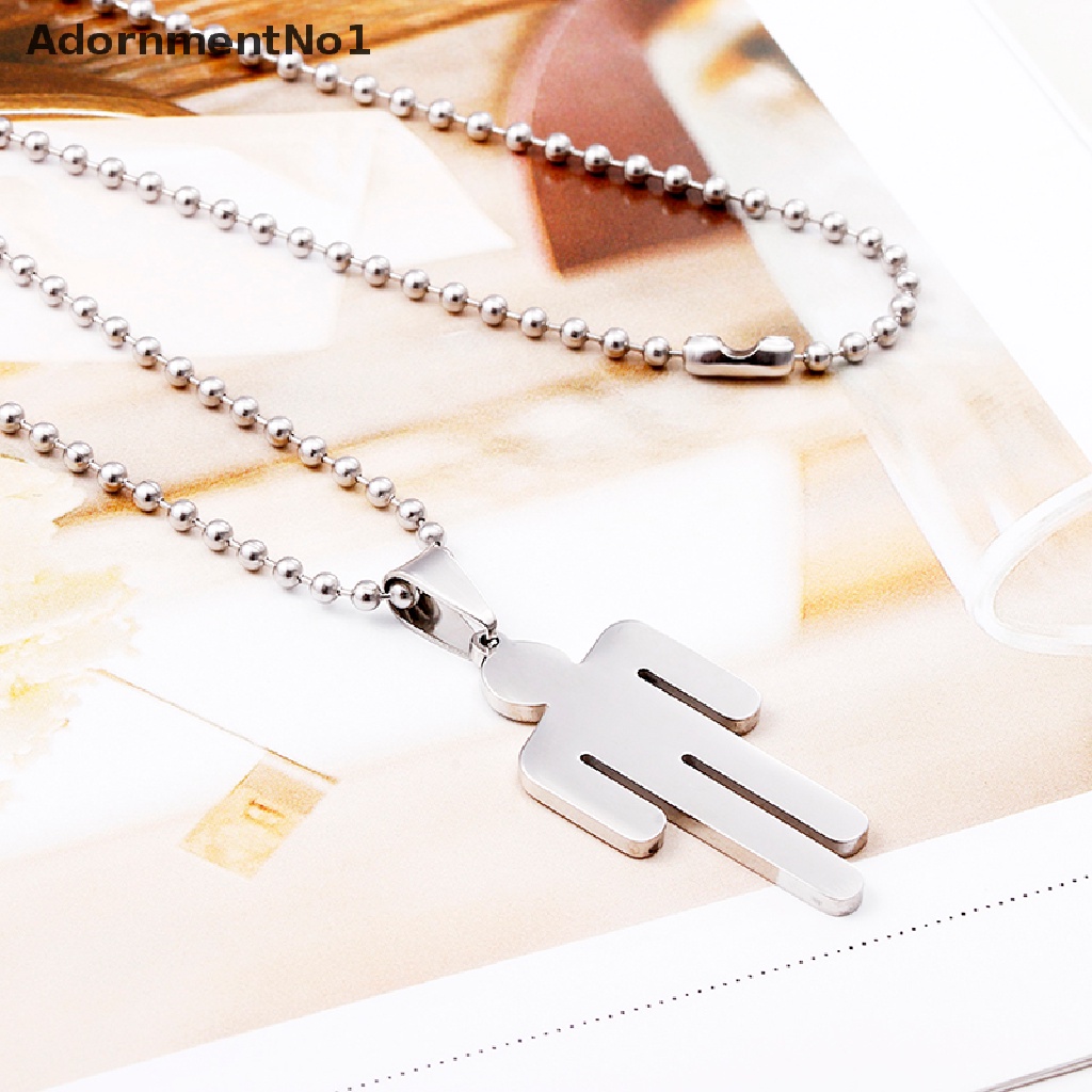 (AdornmentNo1) Kalung Rantai Dengan Liontin Billie Eilish Bahan Stainless Steel Untuk Wanita