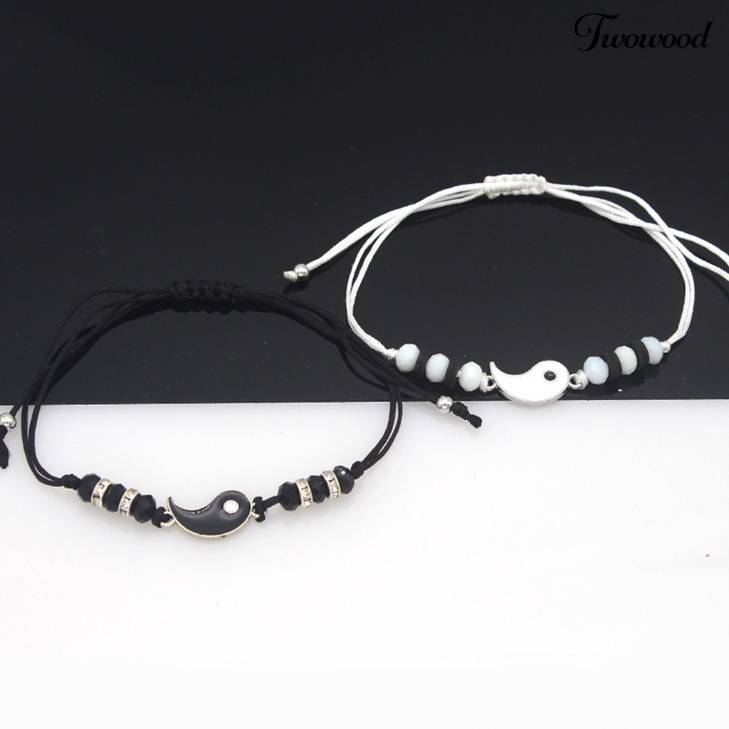 2pcs Gelang Liontin Adjustable Bahan Alloy Anti Karat Untuk Wanita