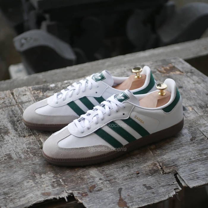 adidas samba white green stripes