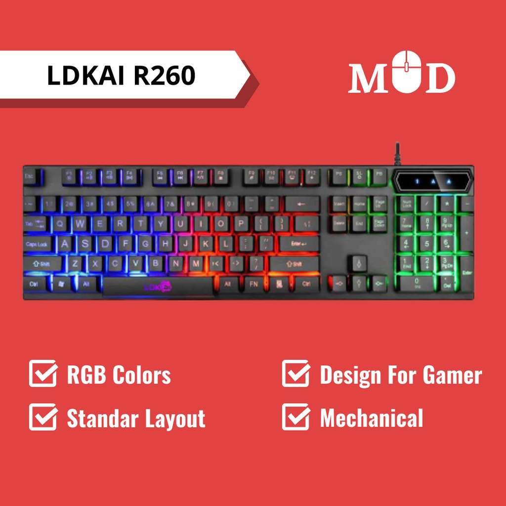 LDKAI Keyboard Gaming RGB LED PC Komputer Laptop