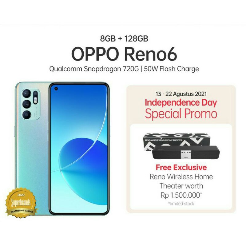 [FREE GIFT] OPPO Reno6 8/128GB [64MP AI Quad Camera, 50W Flash Charge, OPPO Reno Glow]