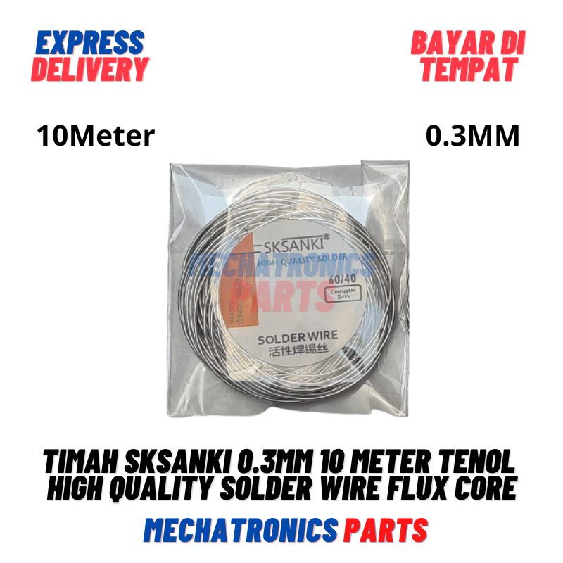 Timah SKSANKI 0.3mm 10 Meter Tenol Kawat Rol Gulung High Quality Solder Wire Flux Core