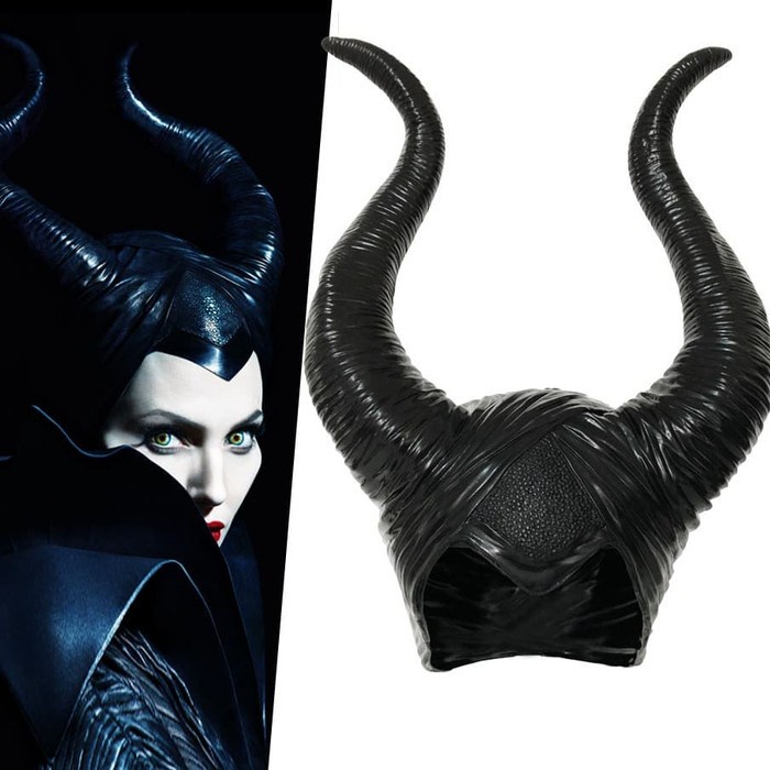 BAROKAH GAMIS topeng halloween latex wanita maleficent party devil demon horn mask