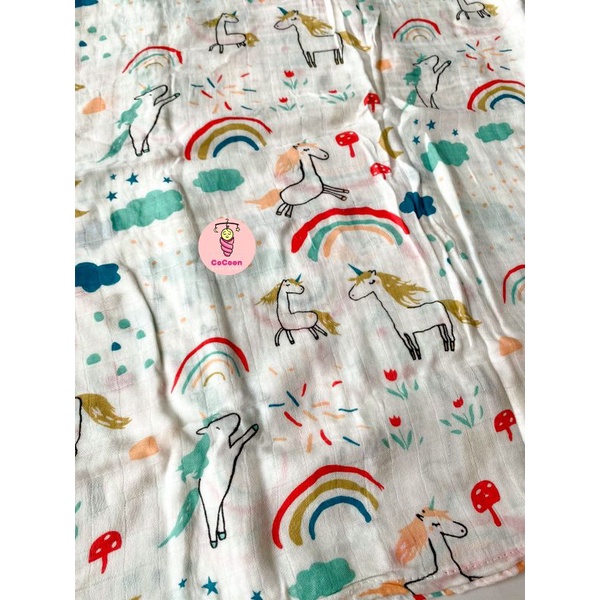 Selimut Bayi Motif / Kain Bedong Bayi / Tatakan Bayi Tipis / Motif Lucu Unicorn / Dino / Binatang