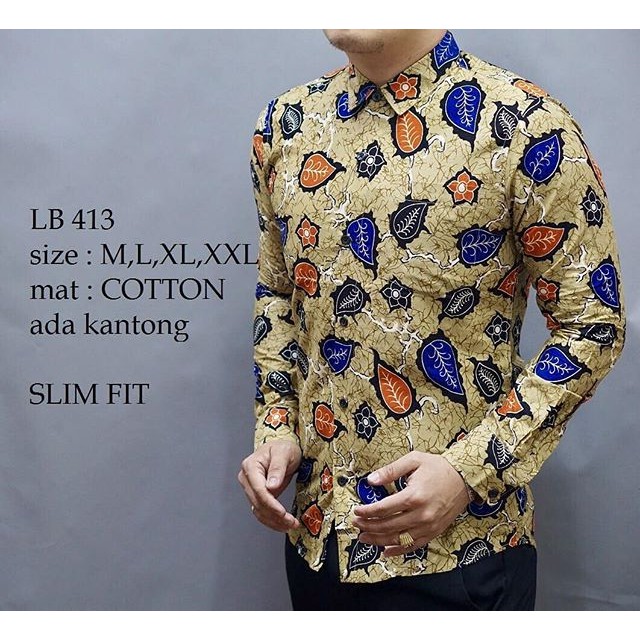 KEMEJA BATIK PRIA SLIM FIT / BAJU BATIK PRIA SLIM FIT LB413