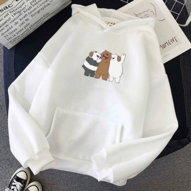 BARE BEARS HUG HOODIE WANITA - JUMPER TEBAL TERLARIS