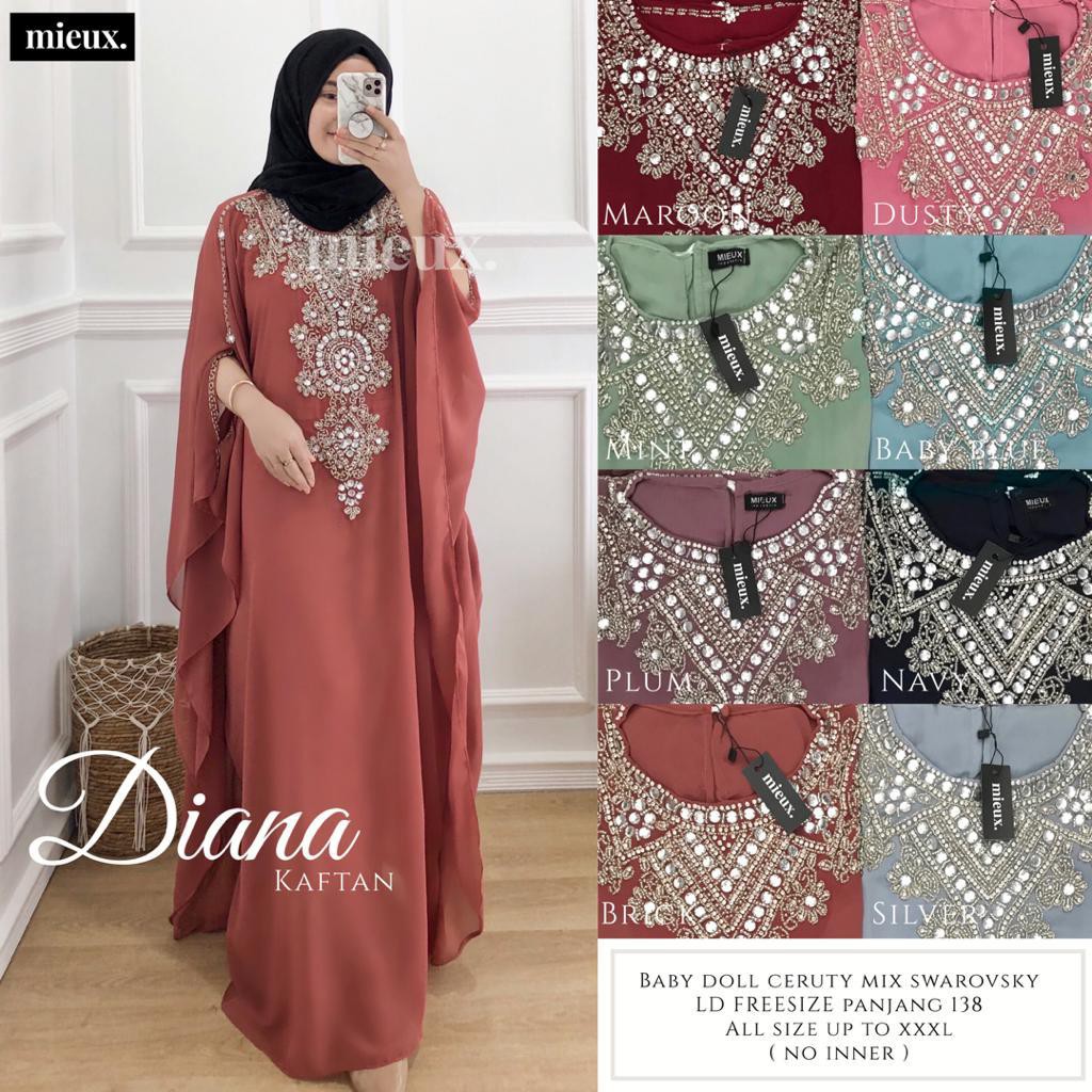 RHS ~ diana kaftan gamis kaftan premium bahan ceruty babydoll ori solo by mieux hijab