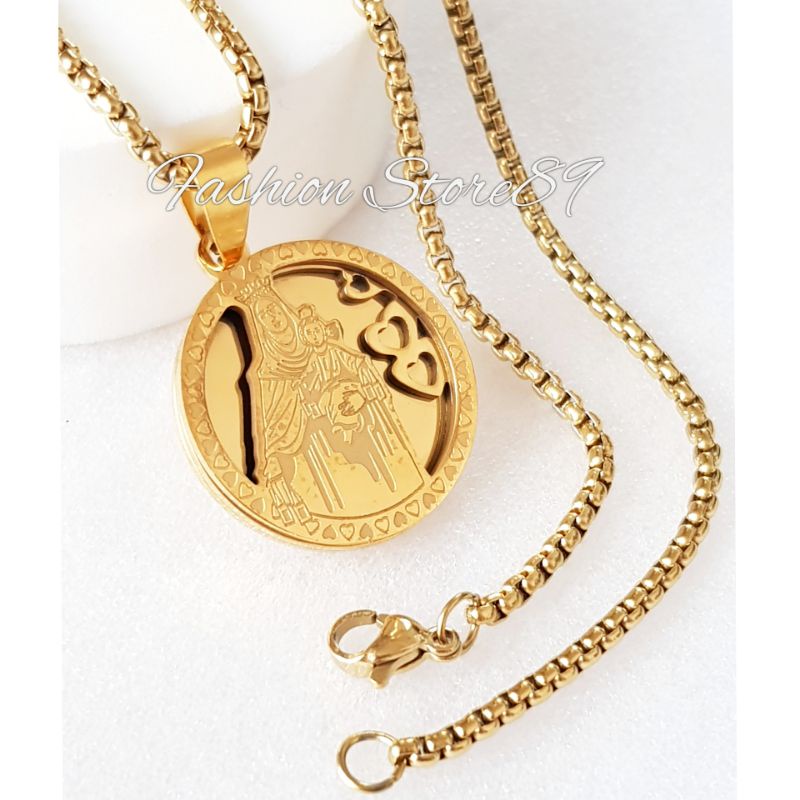 Kalung Titanium Rohani Jesus Bunda Maria Antikarat Impor Bestquality Premium Titanium Gold Fashion Rohani