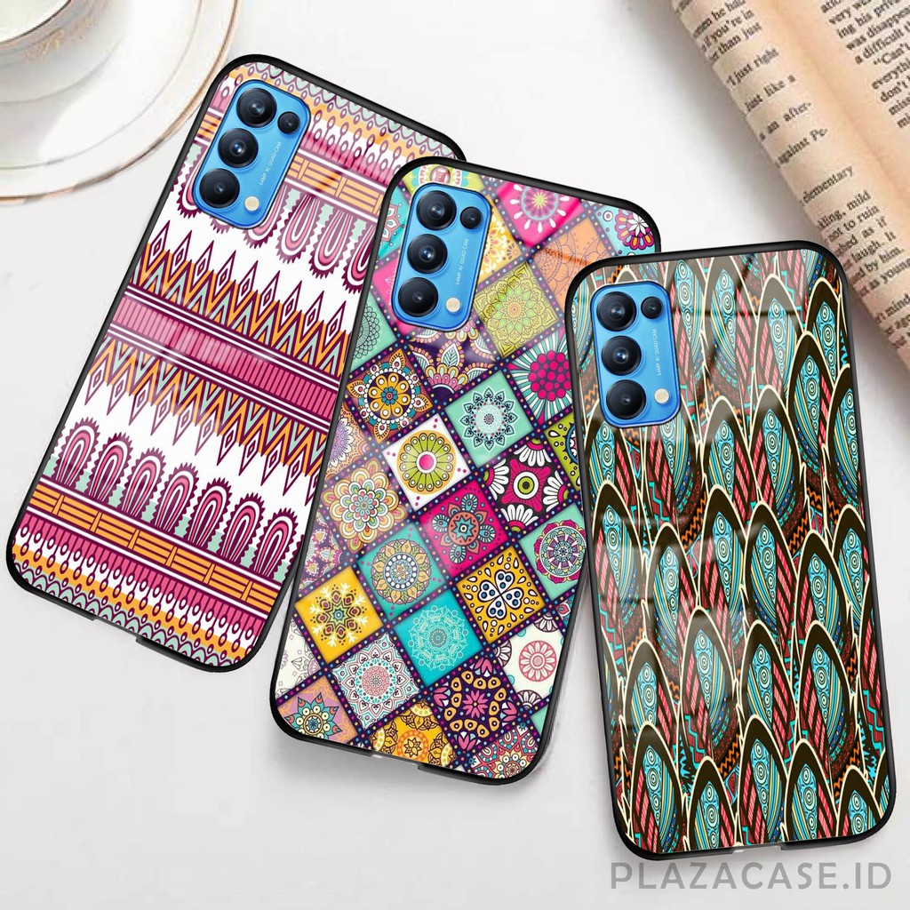 Ethnic Softcase Glass [K40] for RENO 5 A53 REALME 7 Y20 RENO 4F 9C C17 RENO 4 REALME 7i Y50 A73