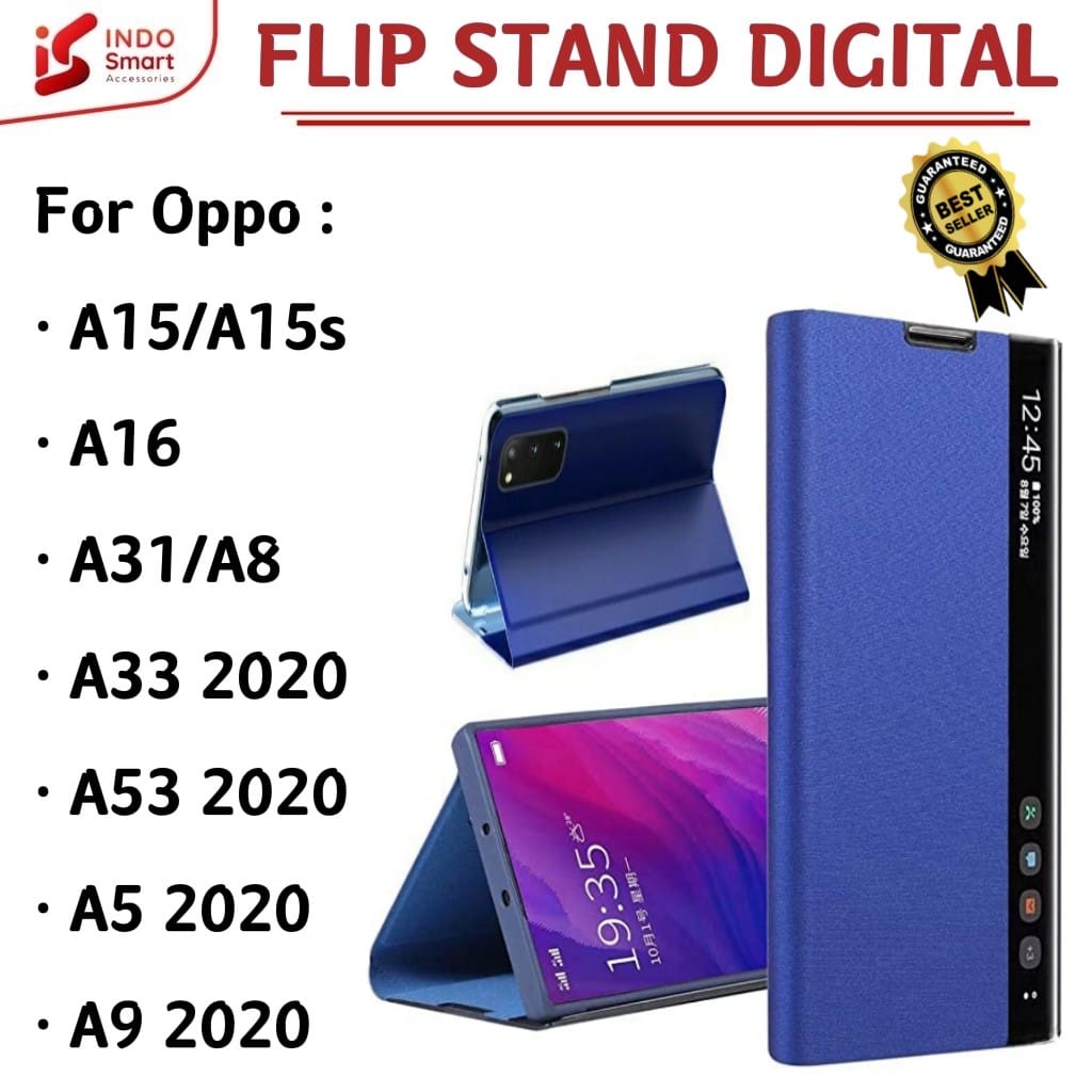Oppo A5 A8 A9 A15 A15S A16 A31 A33 A53 2020 Smart View Flip Case Digital Standing Sarung Book Cover