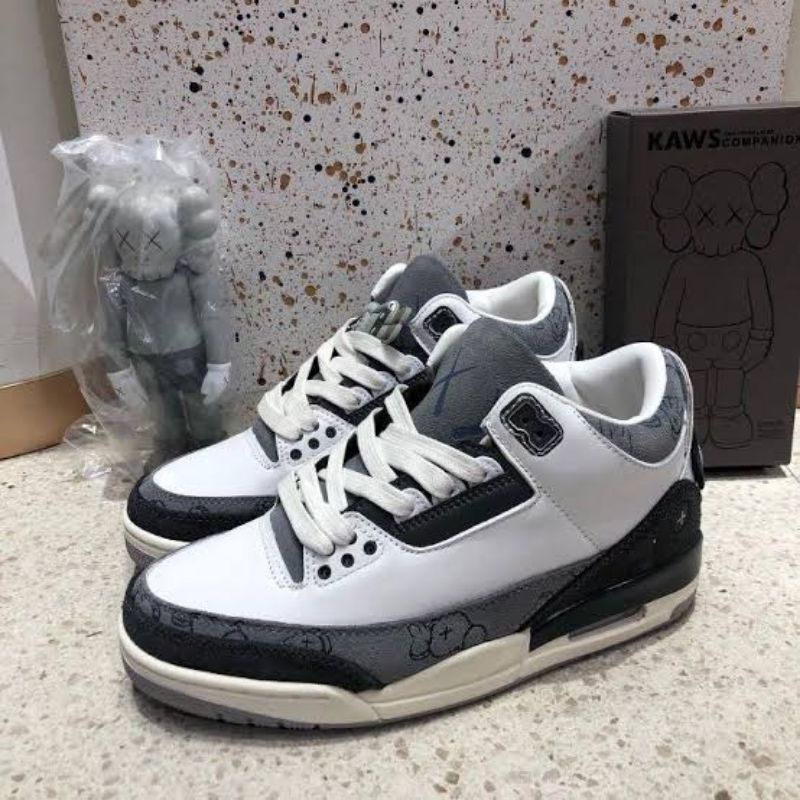 NEW NIKE AIR JORDAN 3 RETRO WOLF GREY X KAWS HIGH QUALITY 100%