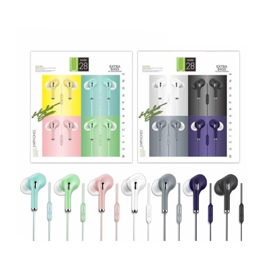 Headset Handsfree Macaron U28 Earphone HIFI Stereo Sound Macaron U-28 Extra Bass