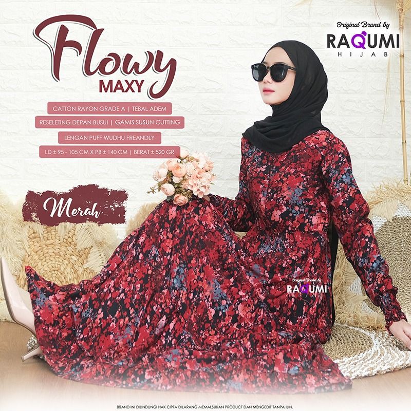 FLOWY MAXY ORIGINAL RAQUMI HIJAB | GAMIS RAQUMI | RAQUMI MAXY | GAMIS KATUN RAQUMI | GAMIS MOTIF