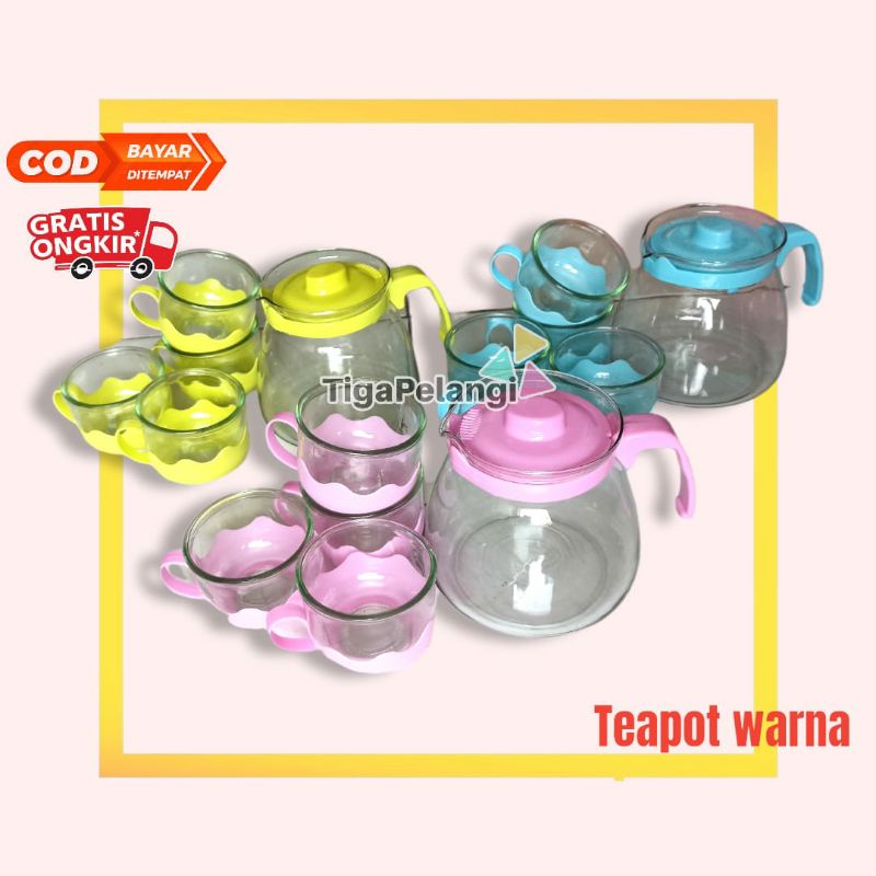 Teapot set  paket 5 in 1 kaca, teko kaca set,  teko mini, teko kaca mini